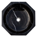 Toros Black Marble Octagon Above-vanity Bathroom Sink Polished (D)16" (H)5" top view