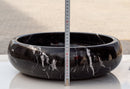 Toros Black Marble Above Vanity Bathroom Vessel Sink Polished (D)16" (H)5" side measure view