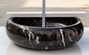 Toros Black Marble Above Vanity Bathroom Vessel Sink Polished (D)16" (H)5" inside height measure view