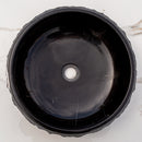 Toros Black Marble Rustic Above Vanity Round Bathroom Sink (D)16" (H)5" top view