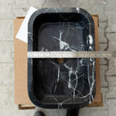 Toros Black Marble Rectangular Wall-mount Bathroom Sink (W)12" (W)18" (H)7" width measure view