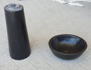 Toros Black Marble Natural Stone Stand-Alone Pedestal Oval Top Sink (W)17" (L)20" (H)33.5" top and bottom