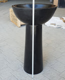 Toros Black Marble Natural Stone Stand-Alone Pedestal Oval Top Sink (W)17" (L)20" (H)33.5" height measure view