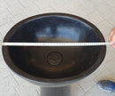 Toros Black Marble Natural Stone Stand-Alone Pedestal Oval Top Sink (W)17" (L)20" (H)33.5" length measure view