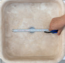 Troia Light Travertine Pedestal rectangular Sink YEDSIM01 W15 L16 H33.5 2 pieces drain detail view