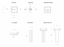 Troia Light Travertine Pedestal rectangular Sink YEDSIM01 W15 L16 H33.5 2 pieces drawing view