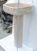 Troia Light Travertine Pedestal rectangular Sink YEDSIM01 W15 L16 H33.5 2 pieces side measure view