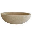Troia Light Travertine Bathtub Hand-carved from Solid Marble Block (W)32" (L)70" (H)20" side view