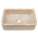 Troia Light Travertine Rectangular Farmhouse Kitchen Sink Honed and Filled (W)18" (L)27.5" (H)7" angle view