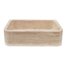 Troia Light Travertine Rectangular Farmhouse Kitchen Sink Honed and Filled (W)18" (L)27.5" (H)7" NTRSTC47 angle view