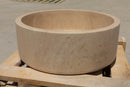 Troia Light Travertine Cylinder Round Above Vanity Bathroom Sink Honed (D)16" (H)6" side view