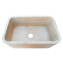 Troia Light Travertine Rectangular Farmhouse Kitchen Sink Honed (W)18" (L)30" (H)10" angle view
