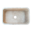 Troia Light Travertine Rectangular Farmhouse Kitchen Sink Honed (W)18" (L)30" (H)10" top view