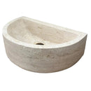 Troia Light Travertine Half Round Wall-mount Bathroom Sink (W)10" (L)16" (H)6" angle view