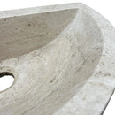 Troia Light Travertine Half Round Wall-mount Bathroom Sink (W)10" (L)16" (H)6" closeup view