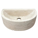Troia Light Travertine Half Round Wall-mount Bathroom Sink (W)10" (L)16" (H)6" side view