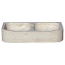 Troia Light Travertine Curved Apron Double Bowl Farmhouse Sink (W)18" (L)36" (H)7" product shot