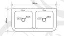 Troia Light Travertine Curved Apron Double Bowl Farmhouse Sink (W)18" (L)36" (H)7" metric drawing