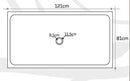 Troia Light Travertine Rectangular Shower Base Hand-carved from Solid Block (W)32" (L)48" (H)3" drawing metric