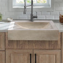 Troia Light Travertine Rectangular Kitchen Sink Honed (W)18" (L)21.4" (H)4" installed kitchen drop in