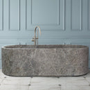 Tundra gray marble bathtub handcarved from solid marble block w29.5 l67 h19.5 SPTGMB32 room shot bathtub view 2