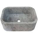 Tundra Gray Marble Rectangular Wall-mount Bathroom Sink (W)12" (W)18" (H)7" angle view