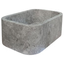 Tundra Gray Marble Rectangular Wall-mount Bathroom Sink (W)12" (W)18" (H)7" corner side view