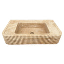 Tuscany Walnut Travertine Wall-mount Bathroom Vanity Sink Ribbed Textured Front angle view