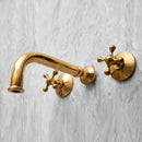 Unlacquered Brass Wall Mounted Bathroom Faucet with Cross Handles