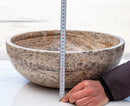 Valencia Beige Travertine Natural Stone Above Vanity Bathroom Sink Filled and Polished (D)16" (H)6" side measure view