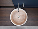 Natural Stone Tuscany Beige Travertine Above Vanity Bathroom Sink Honed (D)16" (H)6" installed bathroom top view