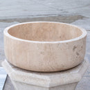 beige travertine vessel sink d16 h6 TMS02 side viewbeige travertine vessel sink d16 h6 TMS02 side view