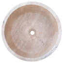 beige travertine vessel sink d16 h6 TMS02 top viewbeige travertine vessel sink d16 h6 TMS02 top product view