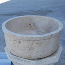 beige travertine vessel sink self rimming d16 h6.5 side view
