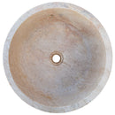 beige travertine vessel sink self rimming d16 h6.5 top view