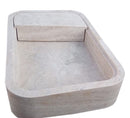 Beige Travertine Rectangular Wall-mount Bathroom Sink Hidden Drain (W)16" (L)24" (H)5" angle view