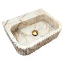 Calacatta Gold Marble Wall-mount Bathroom Vanity Sink Fluted (W)16" (L)20" (H)6" angle view