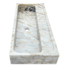 Calacatta Viola Gold Marble Wall-mount Bathroom Sink Horizontal Fluted (W)16" (W)36" (H)5" side view