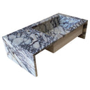 Calacatta Viola Marble Rectangular Wall-mount Bathroom Sink Side Faucet Holes (W)16" (L)32" (H)9" back view