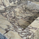 Calacatta Viola Marble Rectangular Wall-mount Bathroom Sink with 8" Backsplash (W)21" (L)34" (H)10" hidden drain closeup view