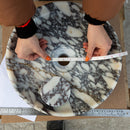 Calacatta Viola Marble Natural Stone Round Above Vanity Bathroom Sink Polished (D)15.5" (H)4.5" drain hole measure view