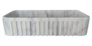 Carrara White Marble Farmhouse Apron Kitchen Double Sink (W)18" (L)36" (H)8" profile view