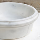 carrara white marble round over counter vessel sink YEDSIM11 D17 H6 edge detail view