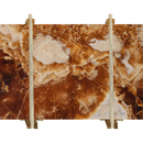 cola honey transluscent onyx slabs polished 2cm product shot wooden bundle front view