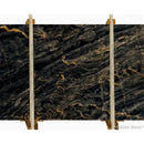 golden black marble slabs polished 2cm wooden slab front view