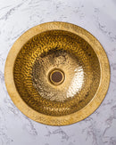 Handcrafted Hammered Unlacquered Brass Bar Sink Drop In