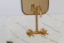 Unlacquered Brass Kitchen Wall Mount Faucet With Cross Handles