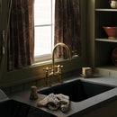 Unlacquered Brass Bridge Kitchen Faucet With Ball Center