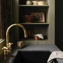 Unlacquered Brass Bridge Kitchen Faucet With Ball Center
