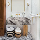 New York Marble Wall-mount Bathroom Sink Ribbed Textured (W)14" (W)24" (H)6" bathroom view